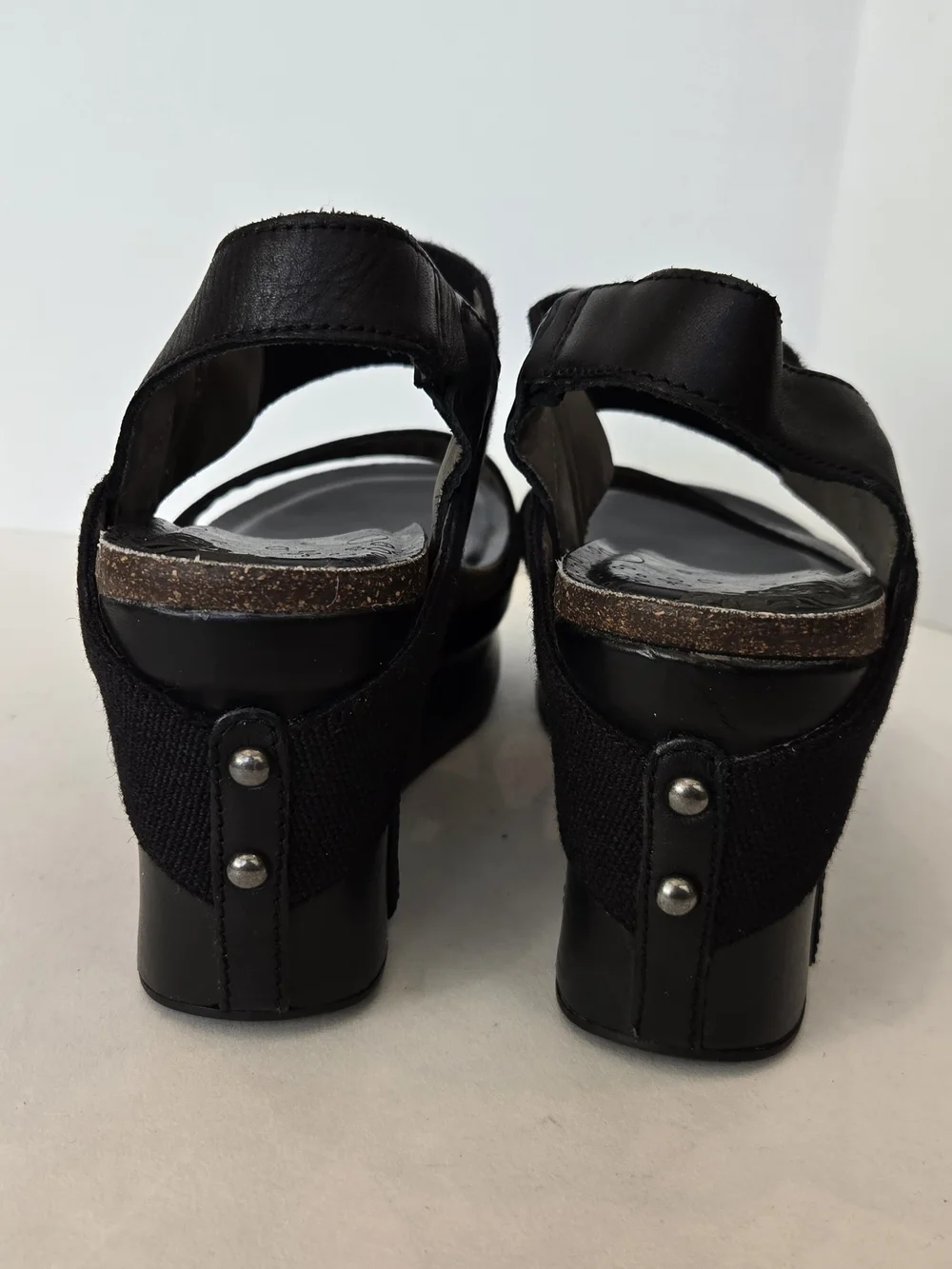 OTBT Black Platform Wedge Sandals with Elastic Ankle Strap